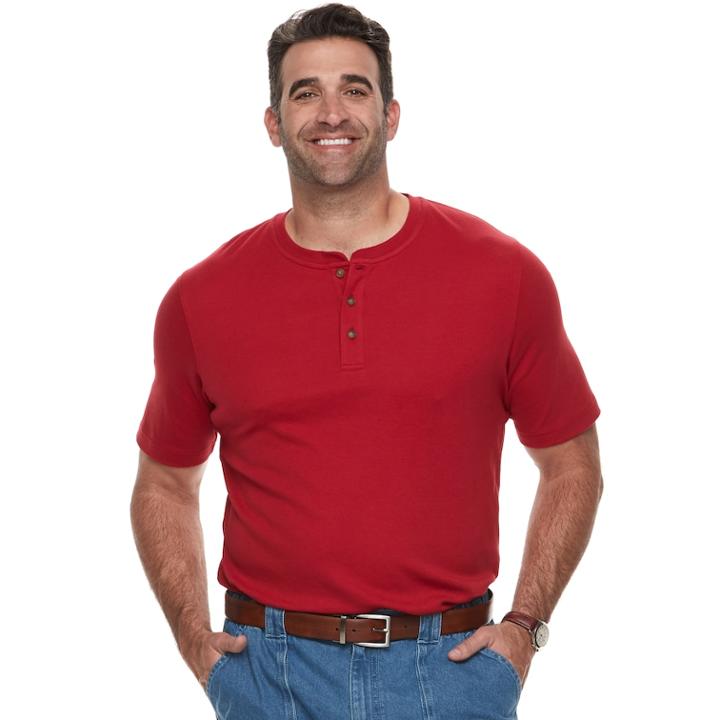 Big & Tall Croft & Barrow&reg; Classic-fit Easy-care Interlock Henley, Men's, Size: 3xl Tall, Med Red