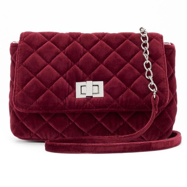 Candie's&reg; Velvet Quilted Crossbody Bag, Women's, Dark Pink