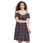 Juniors' Plus Size Mudd&reg; Off-the-shoulder Strappy Fit & Flare Dress, Teens, Size: 1xl, Black
