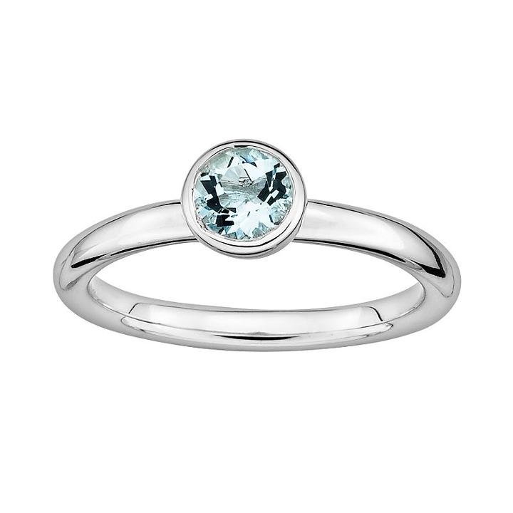 Stacks And Stones Sterling Sterling Silver Aquamarine Stack Ring, Women's, Size: 5, Blue