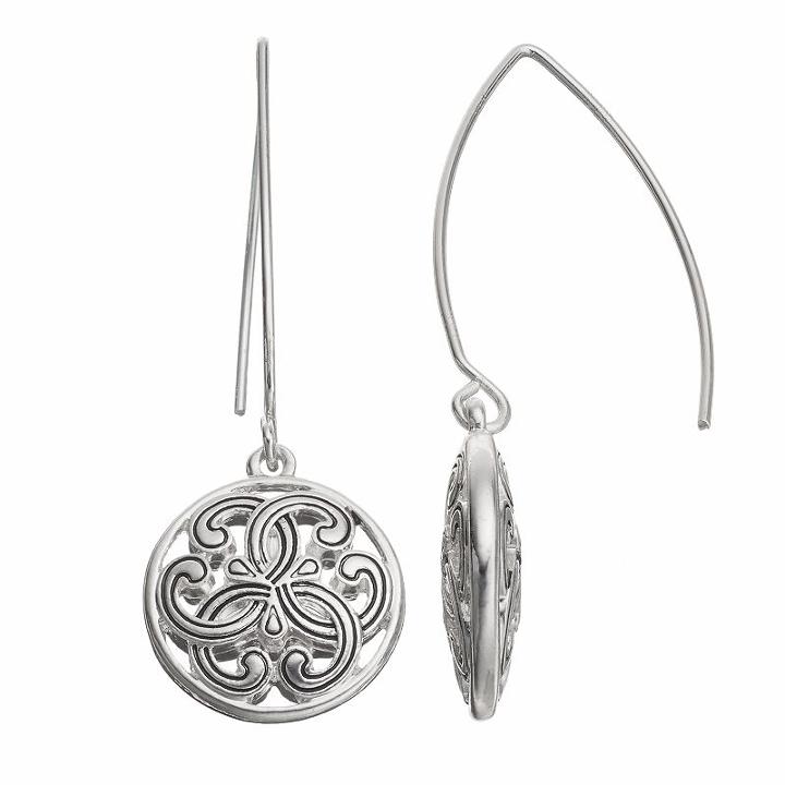 Napier Filigree Circle Drop Earrings, Women's, Silver