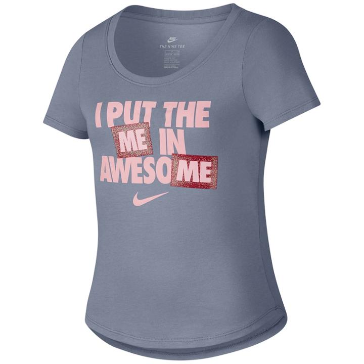 Girls 7-16 Nike I Put The Me In Awesome Tee, Size: Medium, Turquoise/blue (turq/aqua)