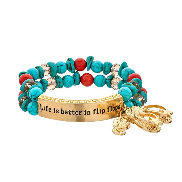 Life Is Better In Flip Flops Stretch Bracelet, Women's, Multicolor