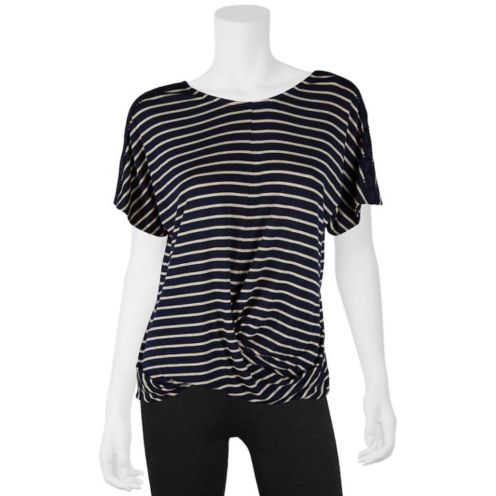 Juniors' Iz Byer Striped Twist Front Top, Teens, Size: Xs, Ivory Black