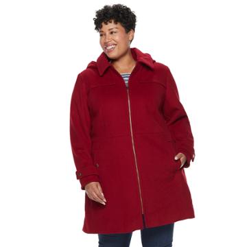 Plus Size Tower By London Fog Zip-front Wool Blend Jacket, Women's, Size: 2xl, Med Red