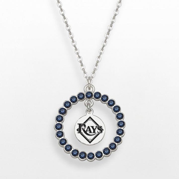 Logoart Tampa Bay Rays Silver Tone Crystal Logo Charm Circle Pendant, Women's, Size: 18, Blue