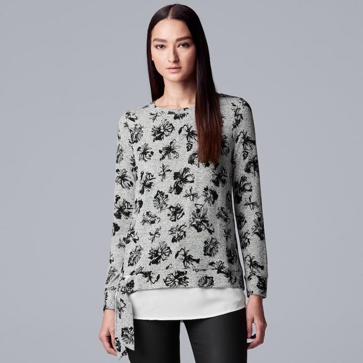 Women's Simply Vera Vera Wang Mock-layer Knot Top, Size: Xs, Grey