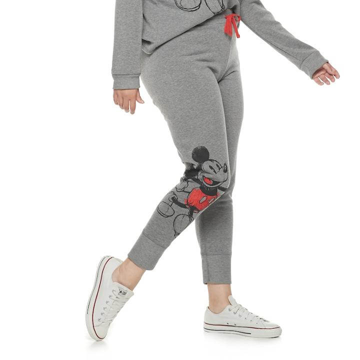 Disney's Mickey Mouse 90th Anniversary Juniors' Plus Size Fleece Jogger Pants, Teens, Size: 2xl, Gray Heather