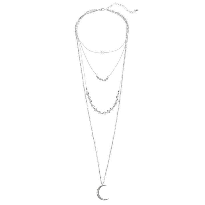 Mudd&reg; Celestial Layered Choker Necklace, Women's, Silver