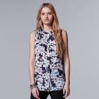 Women's Simply Vera Vera Wang Smocked Shoulder Blouse, Size: Large, Blue (navy)