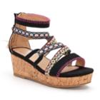 So&reg; Tightrope Girls' Wedge Sandals, Size: 4, Black