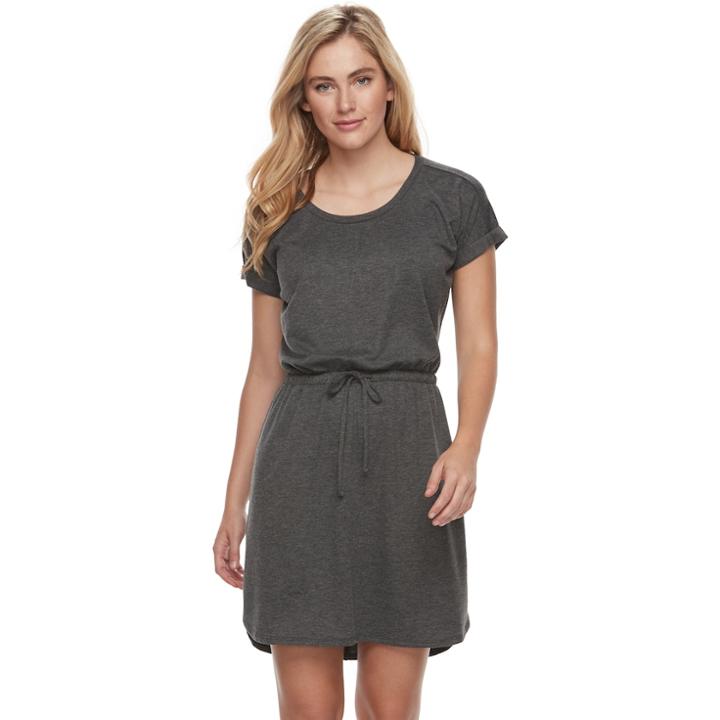 Women's Sonoma Goods For Life&trade; Drawstring T-shirt Dress, Size: Medium, Grey (charcoal)
