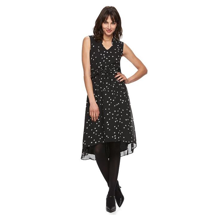 Women's Elle&trade; Ruffle A-line Midi Dress, Size: Xs, Black