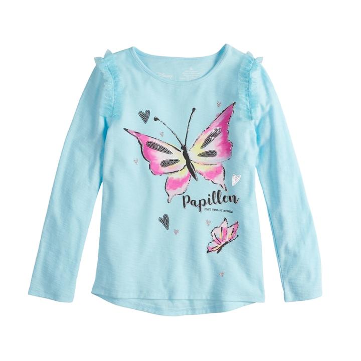 Disney's Fancy Nancy Girls 4-10 Glittery Butterfly Graphic Tee By Jumping Beans&reg;, Size: 6, Light Blue