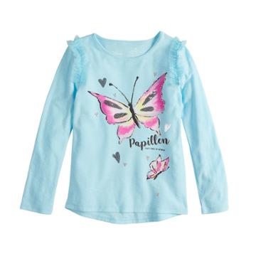 Disney's Fancy Nancy Girls 4-10 Glittery Butterfly Graphic Tee By Jumping Beans&reg;, Size: 6, Light Blue