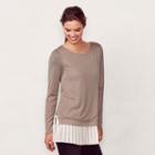 Women's Lc Lauren Conrad Mock-layer Pleated Tunic, Size: Xxl, Med Beige