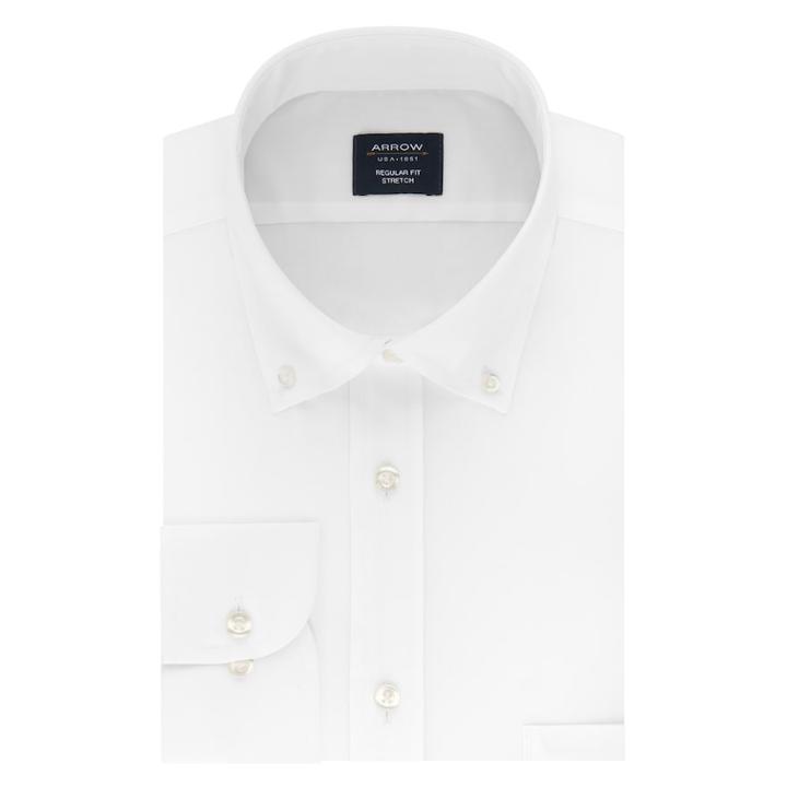 Men's Arrow Regular-fit Stretch Dress Shirt, Size: Xl-34/35, White