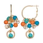 Teal & Peach Bead Nickel Free Cluster Drop Earrings, Women's, Multicolor