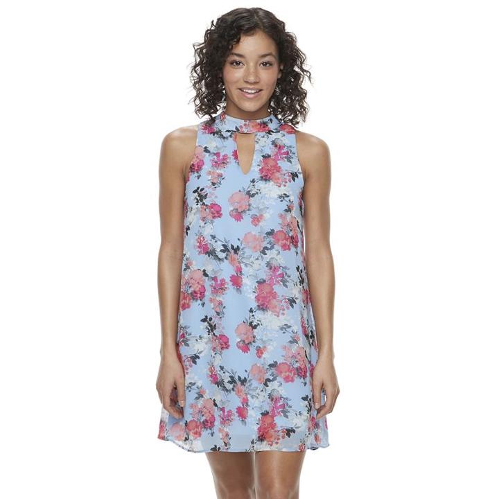 Juniors' Speechless Floral Mockneck Shift Dress, Girl's, Size: Small, Blue Other