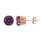 14k Rose Gold Over Silver Amethyst & Lab-created White Sapphire Stud Earrings, Women's, Purple