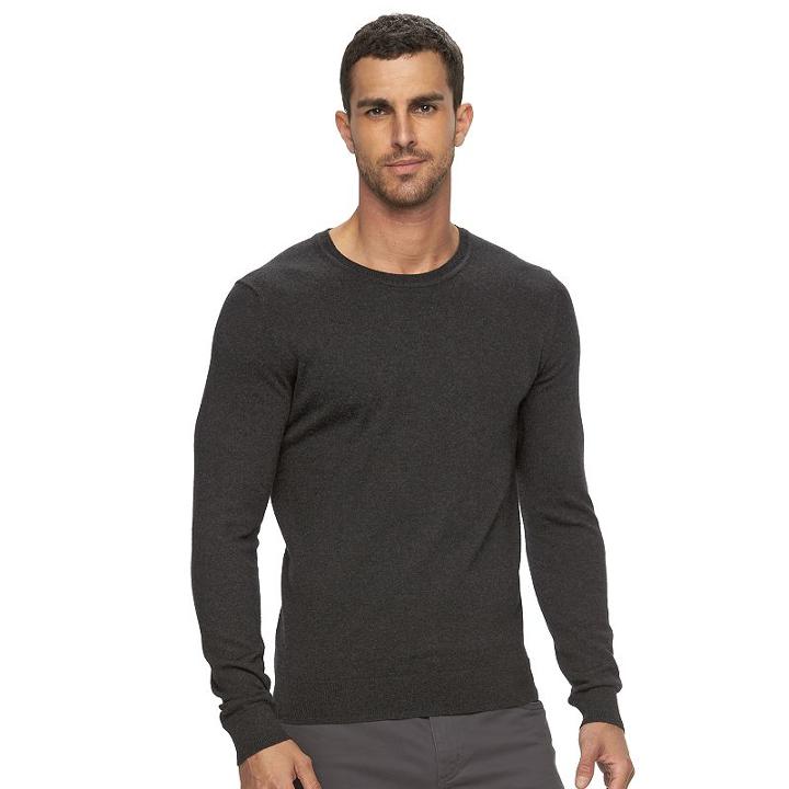 Men's Marc Anthony Slim-fit Solid Marled Cashmere-blend Merino Sweater, Size: Xxl, Dark Grey