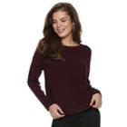 Women's Apt. 9&reg; Ribbed Crewneck Dolman Sweater, Size: Medium, Dark Red