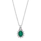 Sterling Silver Simulated Emerald Starburst Pendant Necklace, Women's, Size: 18, Green