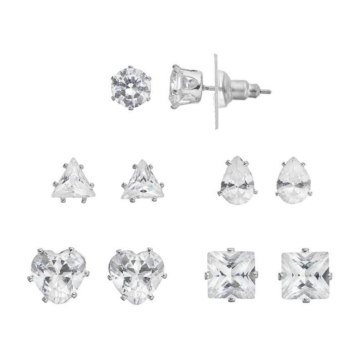 Apt. 9&reg; Cubic Zirconia Stud Earring Set, Women's, Silver