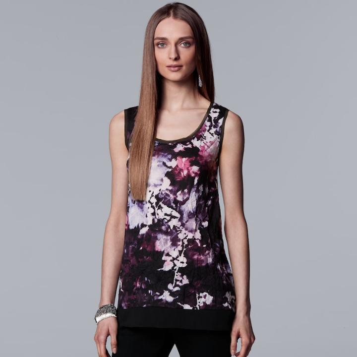 Women's Simply Vera Vera Wang Print Handkerchief Hem Tank, Size: Xs, Med Purple