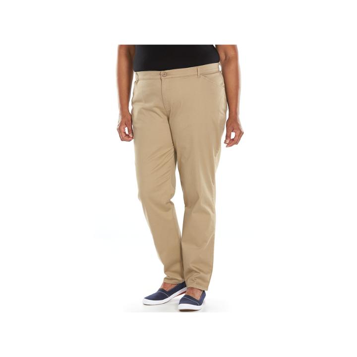 Plus Size Lee Relaxed Fit Straight-leg Pants, Women's, Size: 18 - Regular, Med Brown