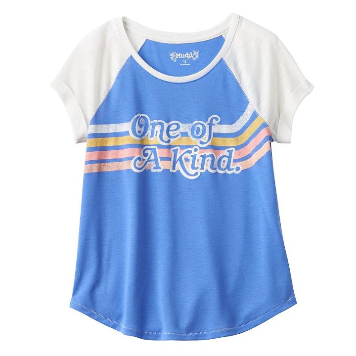 Girls Plus Size Mudd&reg; Raglan Stitched Tee, Girl's, Size: 12 1/2, Blue (navy)