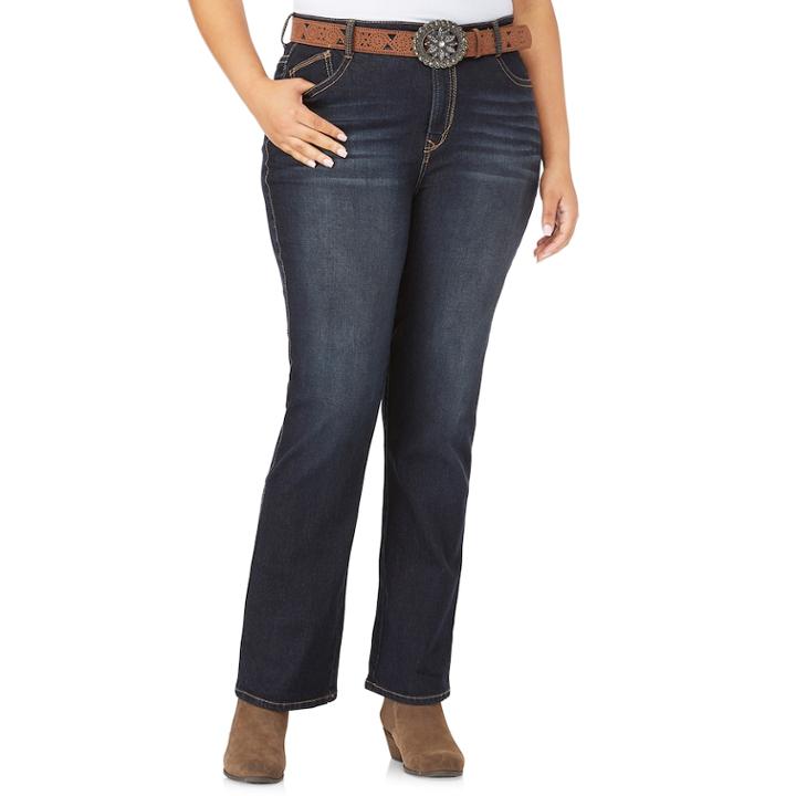 Juniors' Plus Size Wallflower Mid-rise Belted Bootcut Jeans, Teens, Size: 18, Grey