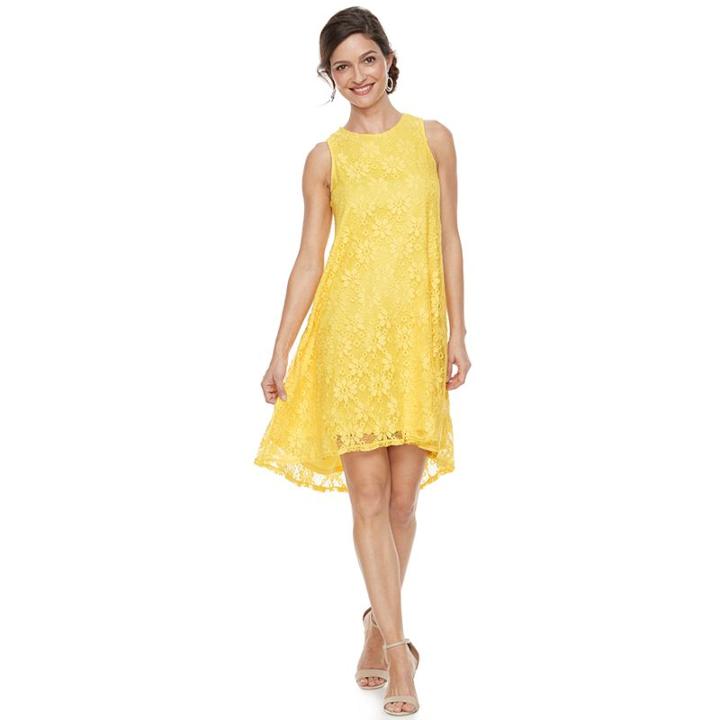 Women's Zac And Rachel Sleeveless Daisy Floral Lace Dress, Size: Large, Yellow Oth