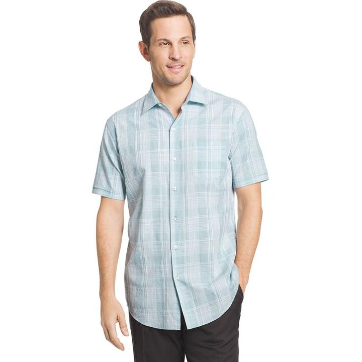 Men's Van Heusen Classic-fit Leaf Button-down Shirt, Size: Medium, Turquoise/blue (turq/aqua)
