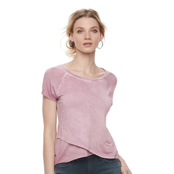 Women's Rock & Republic&reg; Layered Shark-bite Tee, Size: Xl, Purple