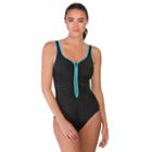 Women's Reebok Zip-front One-piece Swimsuit, Size: 18, Ovrfl Oth