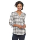 Women's Croft & Barrow&reg; Plaid Pintuck Shirt, Size: Large, White