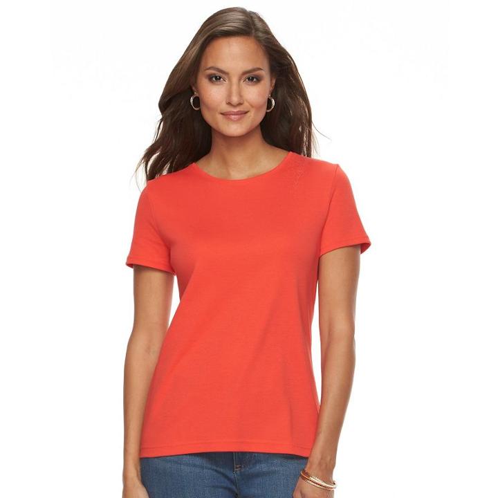 Women's Croft & Barrow&reg; Essential Crewneck Tee, Size: Xxl, Brt Red