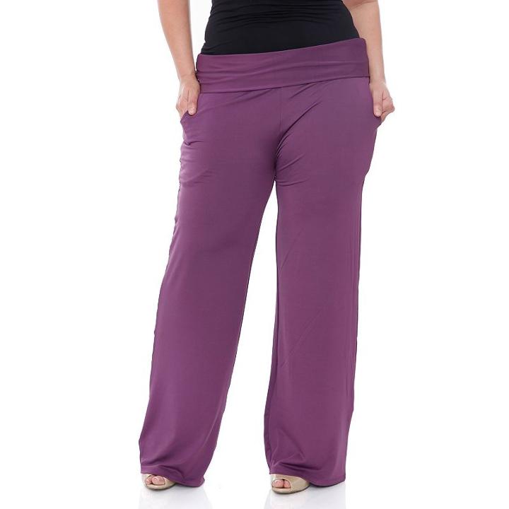 Plus Size White Mark Solid Palazzo Pants, Women's, Size: 3xl, Purple