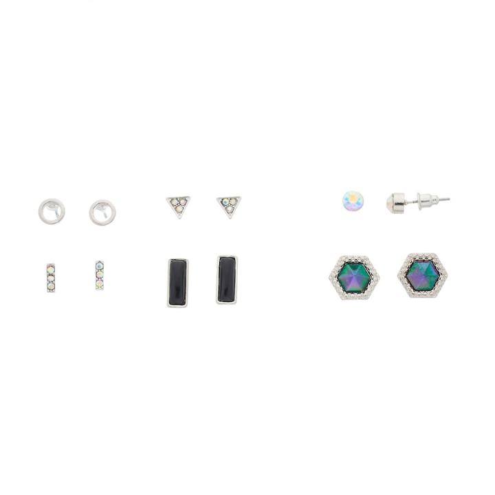 Mudd&reg; Geometric Nickel Free Stud Earring Set, Women's, Silver