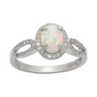 Sterling Silver Lab-created Opal And Lab-created White Sapphire Halo Ring, Women's, Size: 9, White Oth