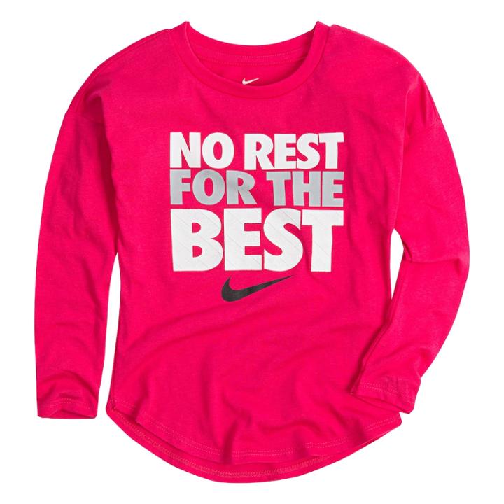 Girls 4-6x Nike No Rest For The Best Long Sleeve Tee, Size: 6, Brt Pink