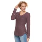 Juniors' Pink Republic Lace-up Side Sweater, Teens, Size: Xl, Drk Purple