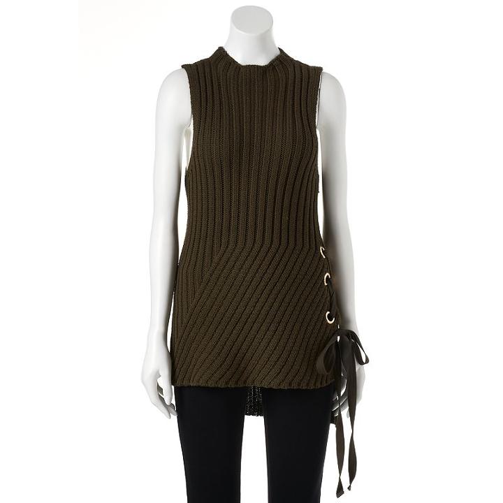 Women's Jennifer Lopez Lace-up Sleeveless Sweater, Size: Xs, Dark Brown