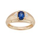 Men's 10k Gold Lab-created Sapphire & Diamond Accent Ring, Size: 9, Blue