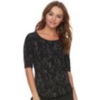 Women's Apt. 9&reg; Essential Elbow-sleeve Tee, Size: Xl, Black