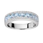 Oro Leoni Sterling Silver Blue And White Topaz Ring - Made With Genuine Swarovski Gemstones, Women's, Size: 6.50