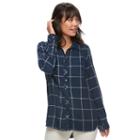 Women's Sonoma Goods For Life&trade; Essential Plaid Flannel Shirt, Size: Xs, Dark Blue