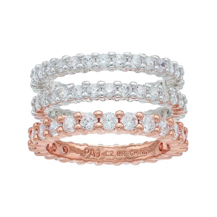 Lily & Lace Two Tone Cubic Zirconia Eternity Ring Set, Women's, Size: 8, White