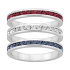 Traditions Red, White And Blue Swarovski Crystal Sterling Silver Eternity Ring Set, Women's, Size: 5, Multicolor